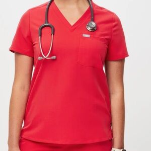 FIGS Scrub Top, Red, Size XL